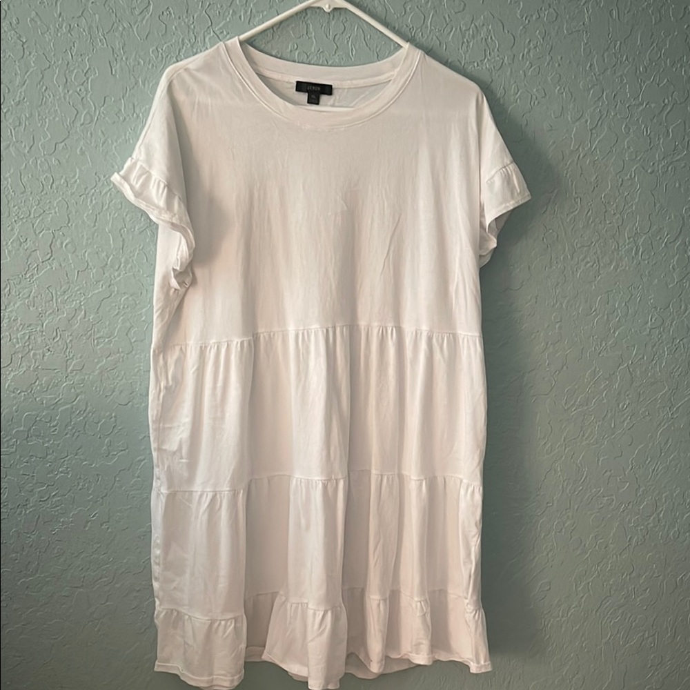 J. Crew White Ruffle Dress